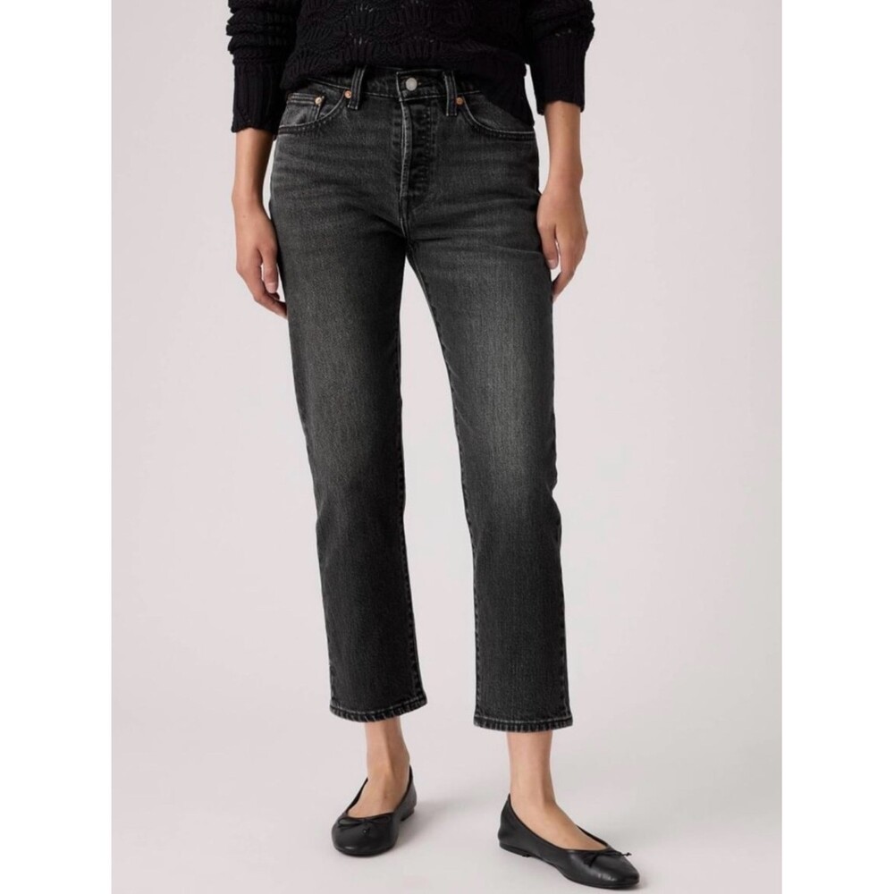 Levi’s 501 Straight Leg Jeans Black Wash Cropped W31 L26 High Rise